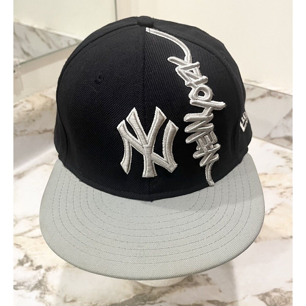 New Era 59FIFTY Yankees Large 7 3/4 Fitted Hat Black Gray NY MLB Cap